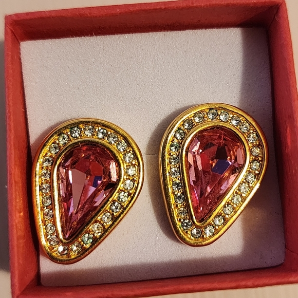 Swarovski Yellow Gold Plate Crystal Drop Earrings - Picture 5 of 5